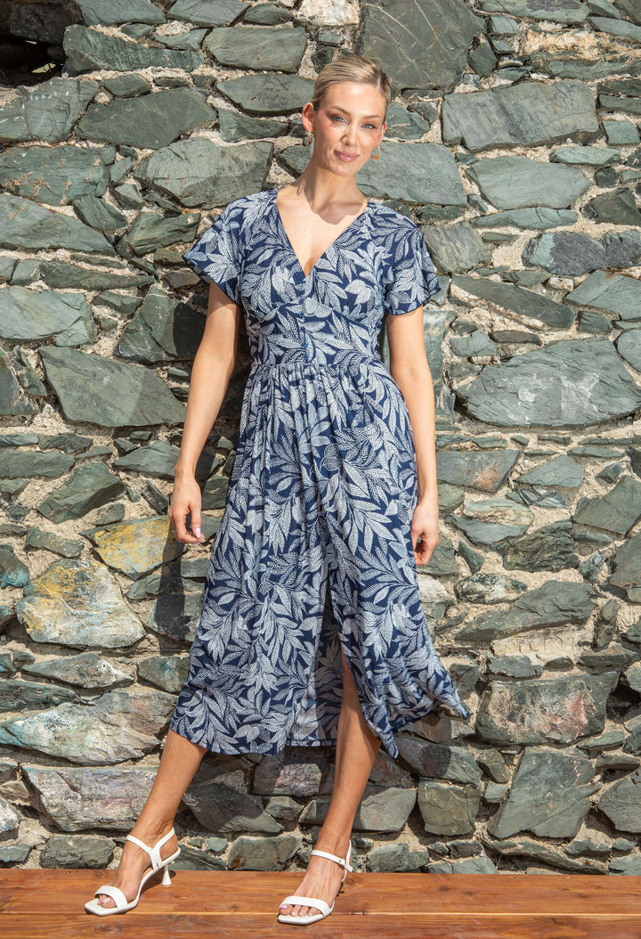 Canon Leaf Print Midi Dress