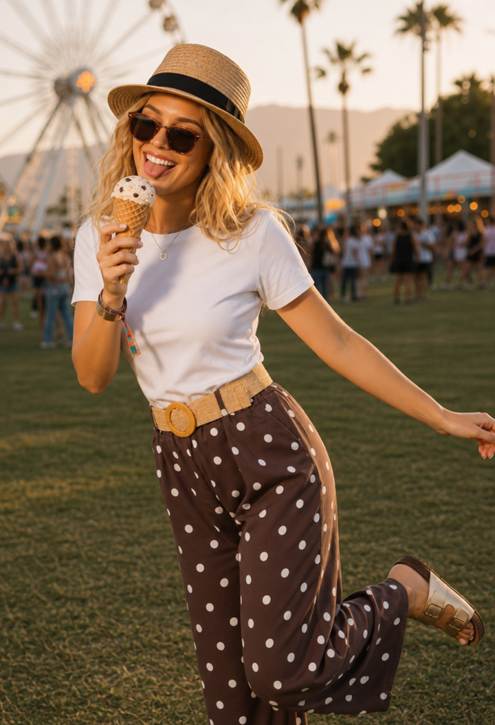 Belted Polka Dot Trousers