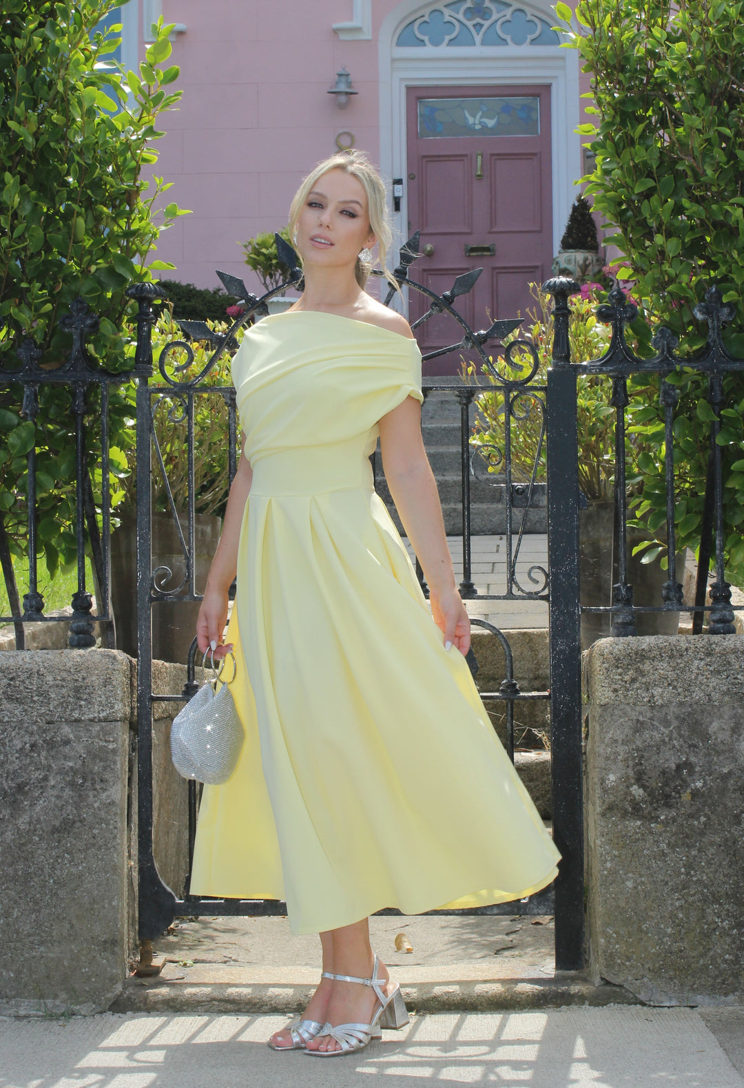 Dollie Asymmetric Neckline Skater Midi Dress