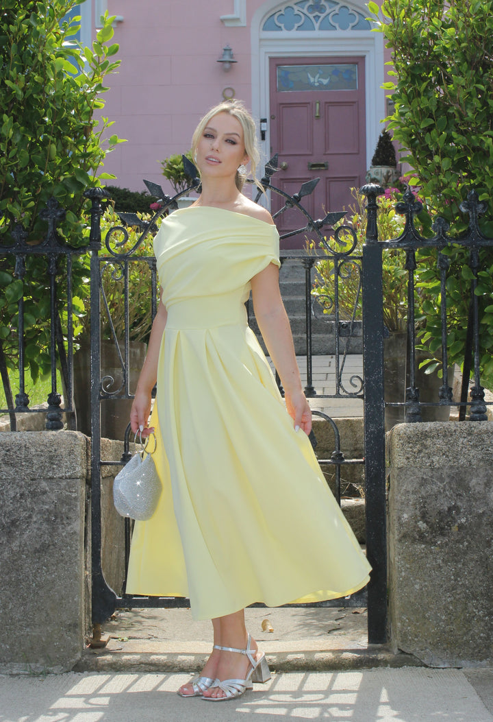 Dollie Asymmetric Neckline Skater Midi Dress