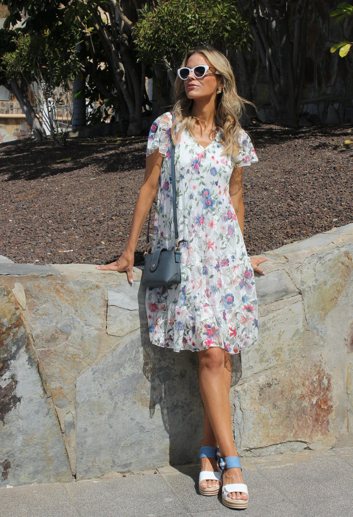 Floral Print Lace Short Dress