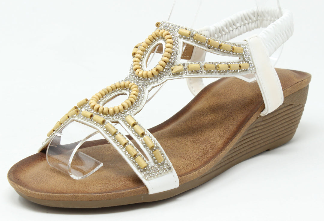 Bead and Diamante Wedge Sandal