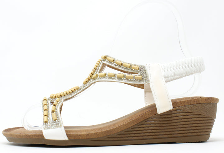 Bead and Diamante Wedge Sandal