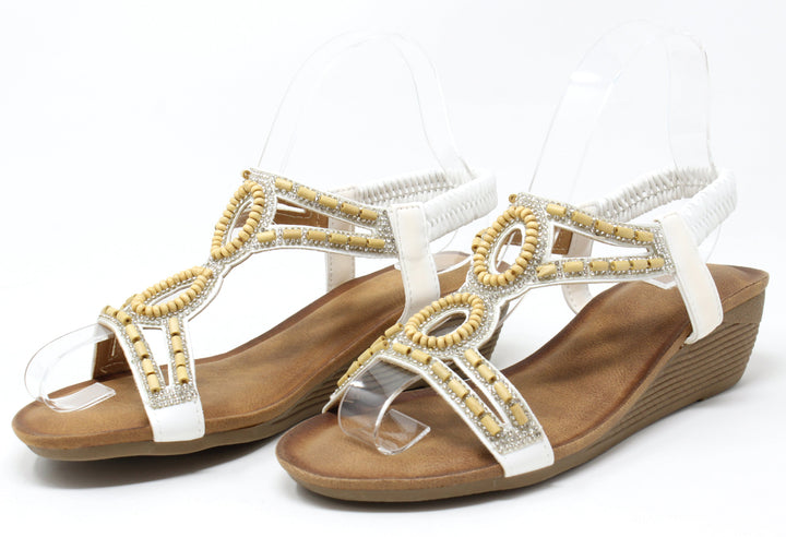 Bead and Diamante Wedge Sandal