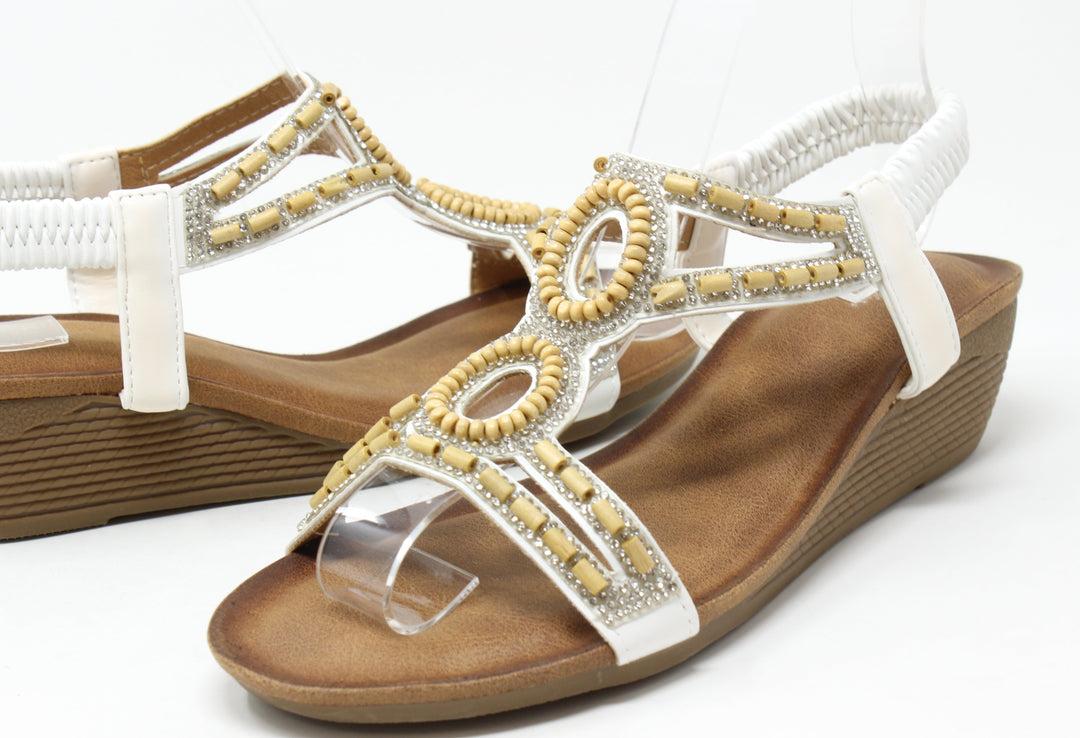 Bead and Diamante Wedge Sandal