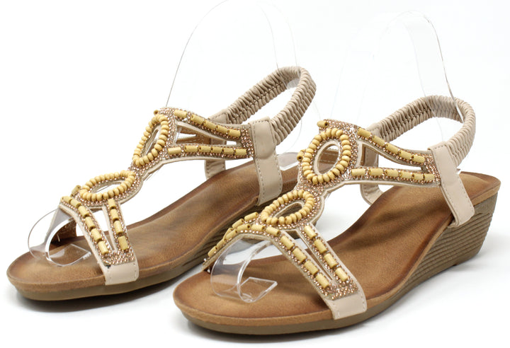 Bead and Diamante Wedge Sandal
