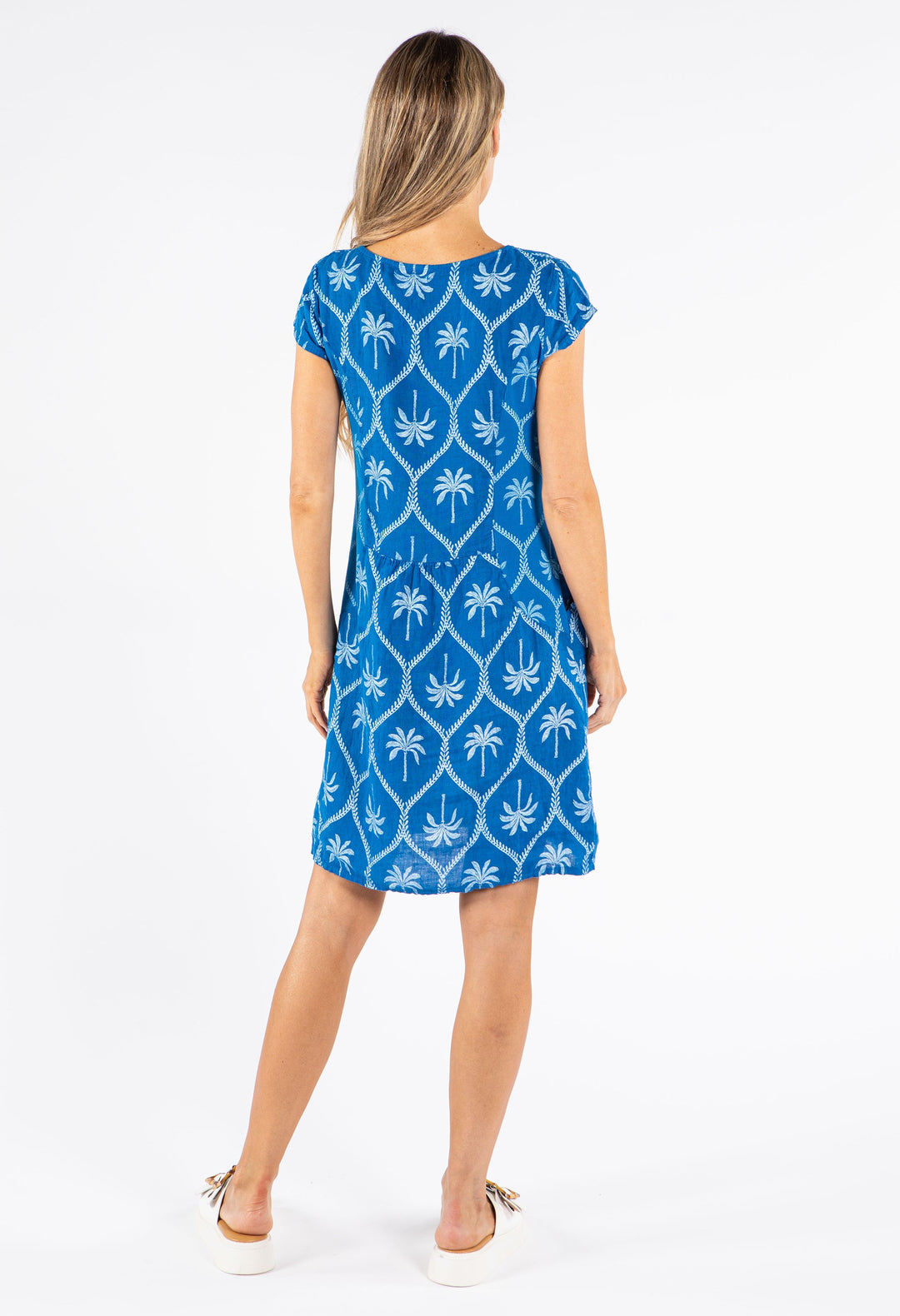 Palm Print Linen Dress