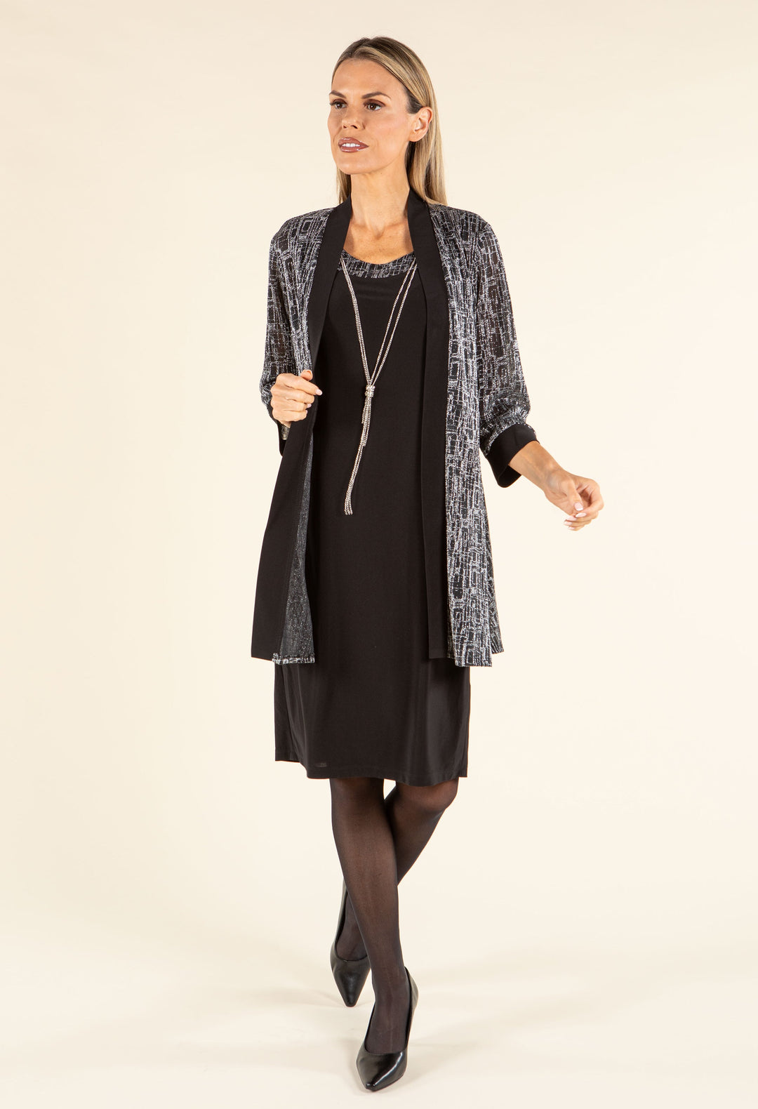 Metallic Knit Jacket & Dress Set