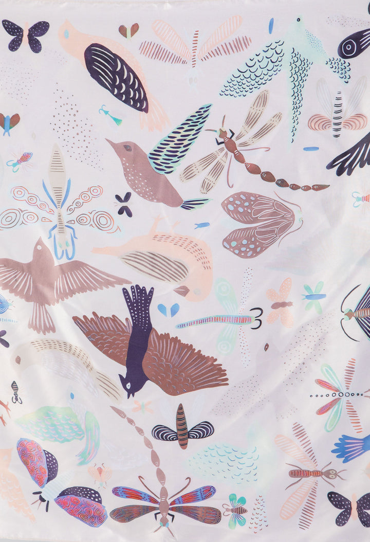 Bird Print Satin Touch Scarf
