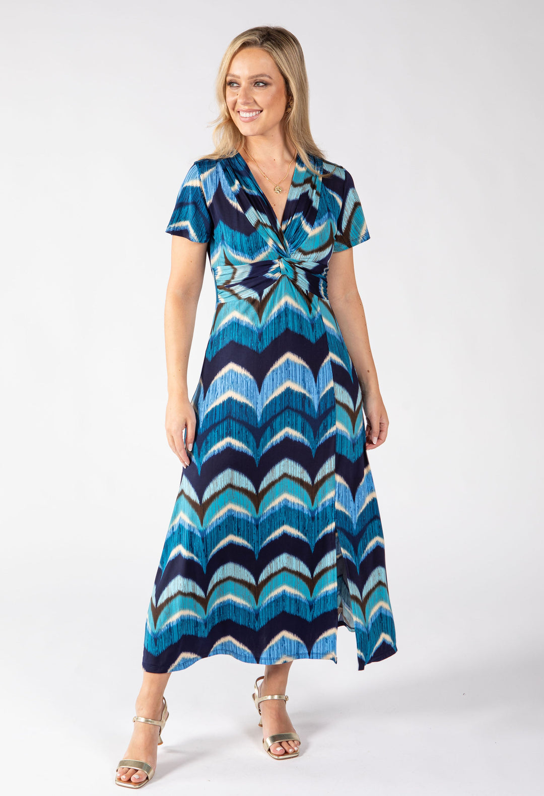Mosaic Chevron Print Midi Dress