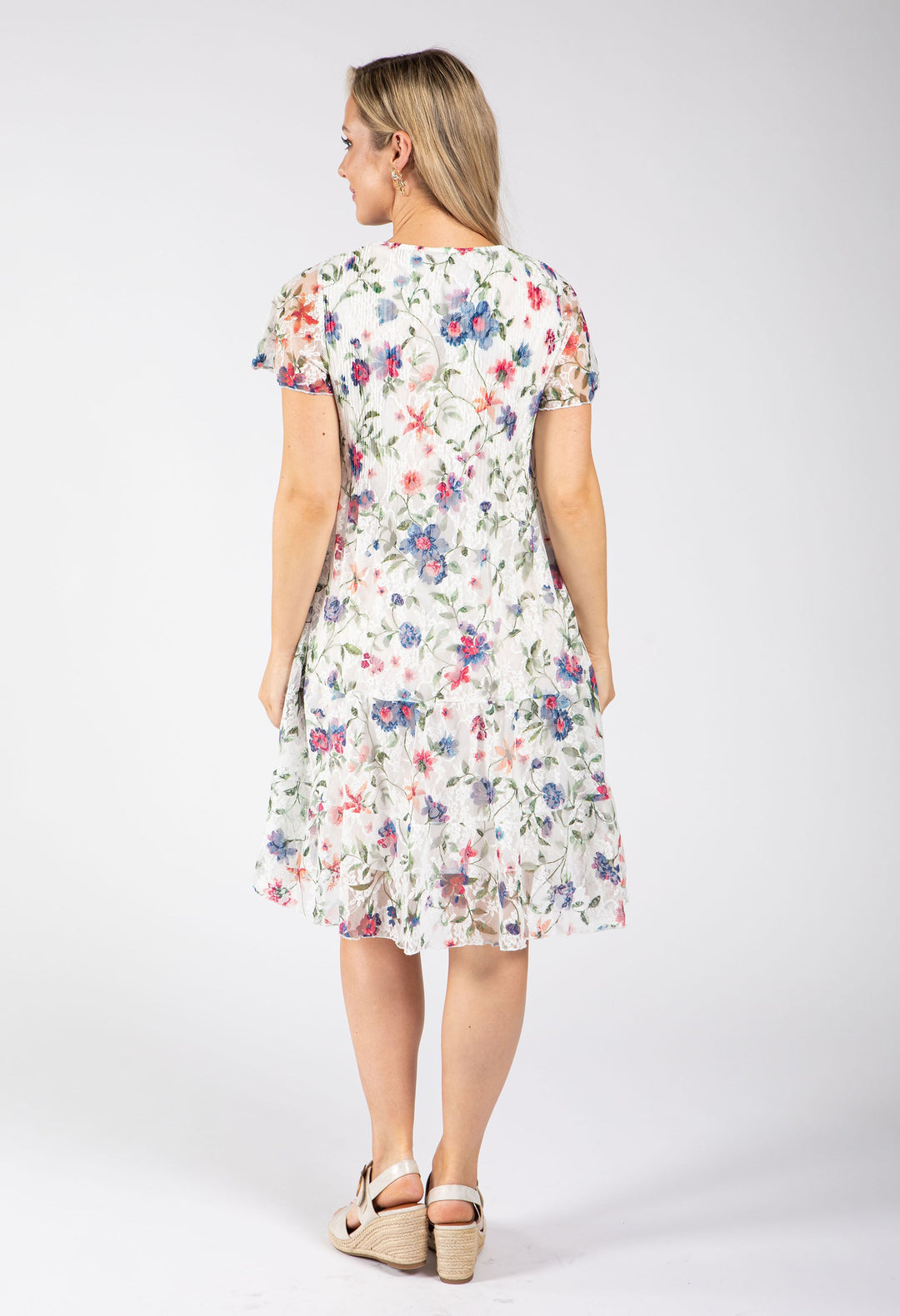 Floral Print Lace Short Dress