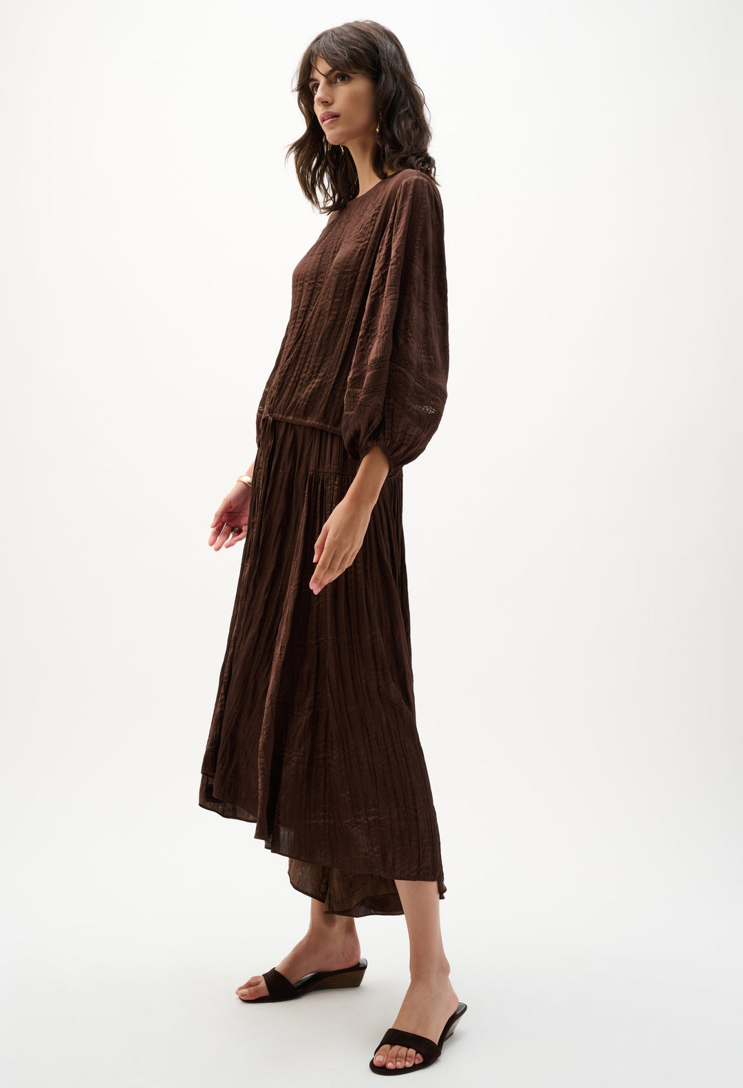 Pleated High-low A-line Skirt