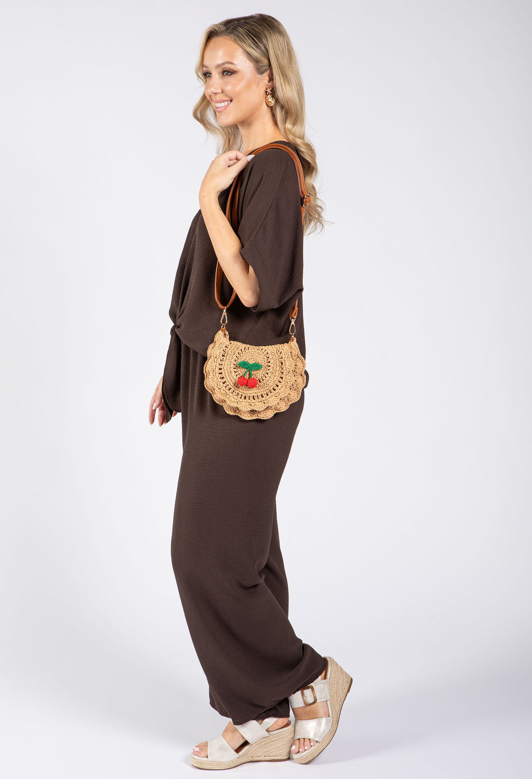 Cherry Crochet Crossbody Bag