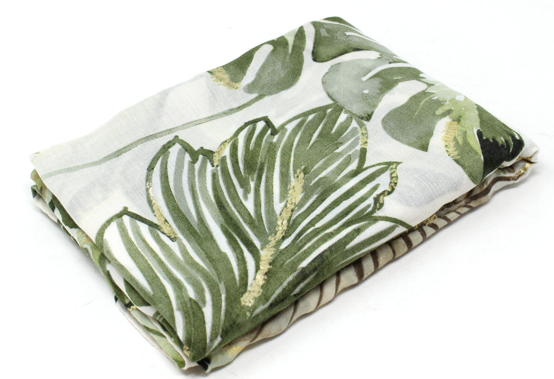 Tropical Leaf Print Scarf