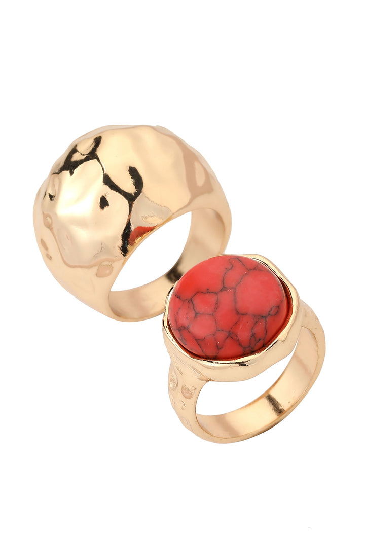 Molten Red Stone Ring Set