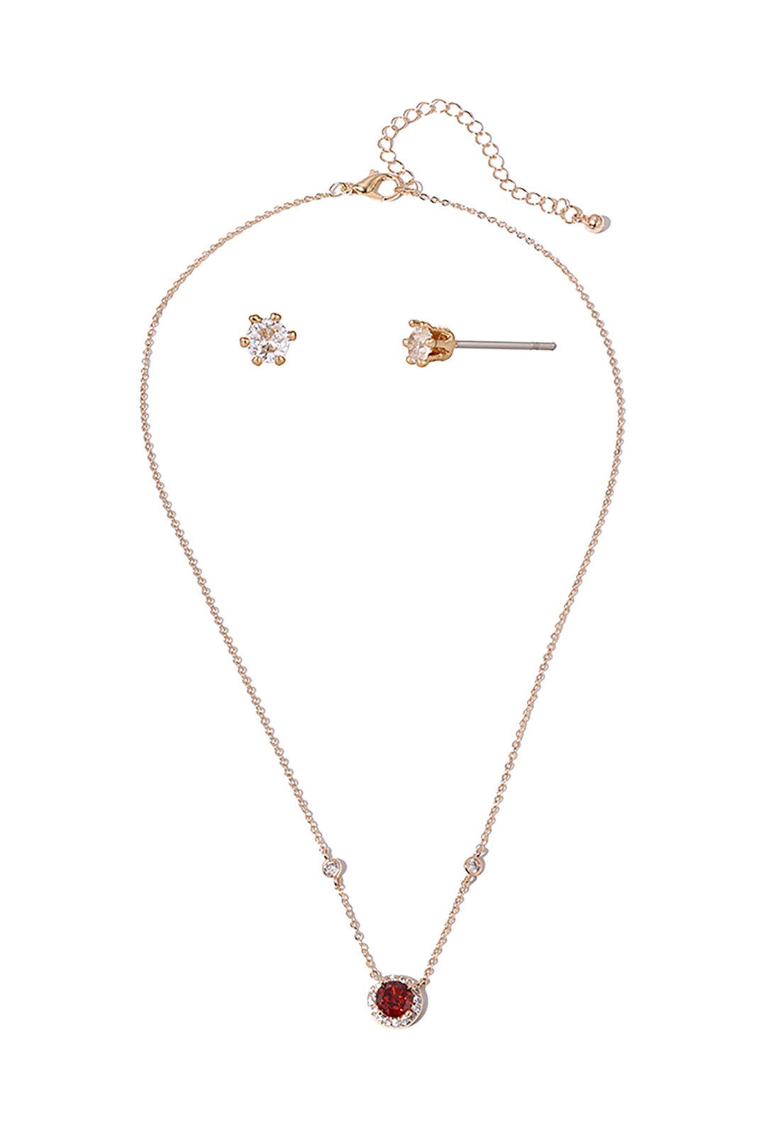 Ruby Pendant Necklace and Earring Set
