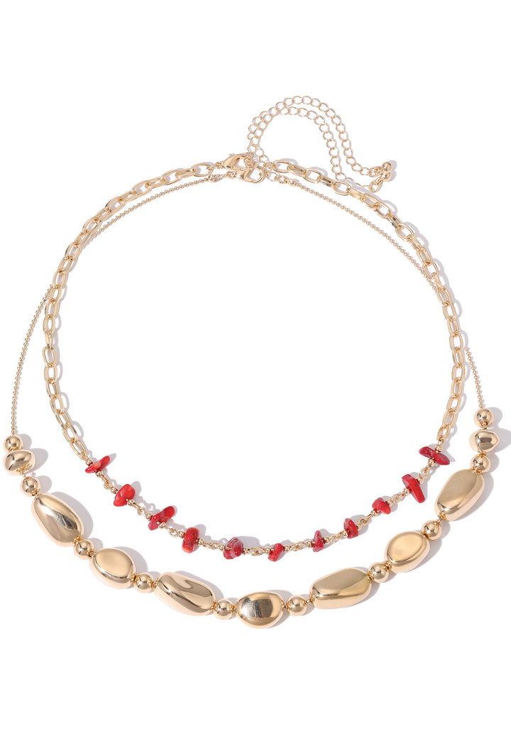 Pebble and Ruby Necklace Set