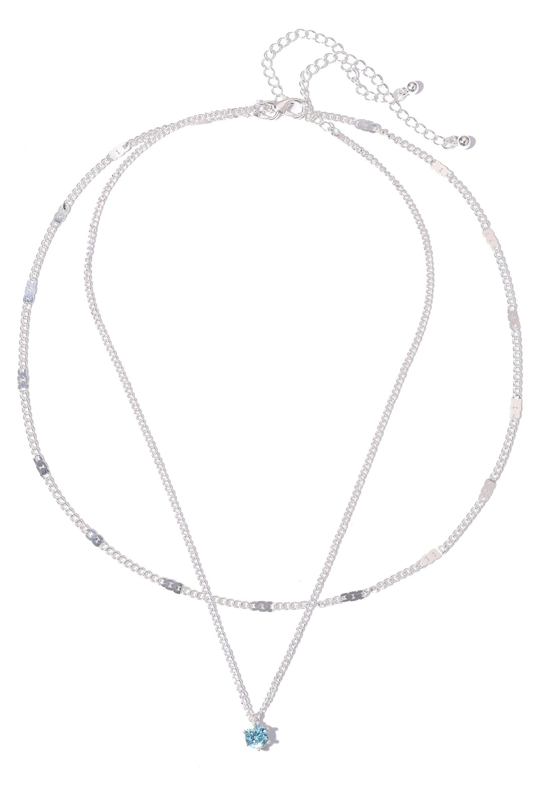 Double Necklace with Blue Pendant