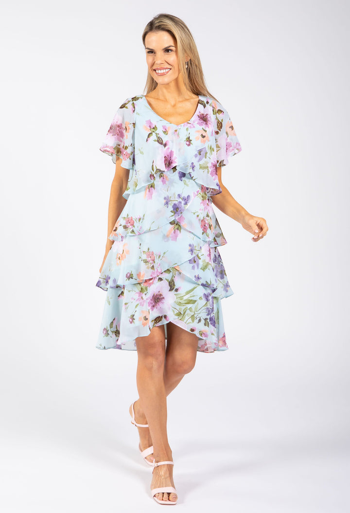 Floral Print Chiffon Short Dress