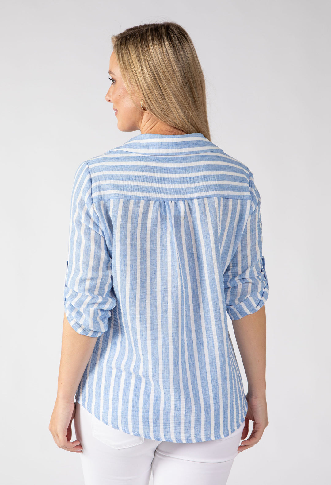 Chemray Striped Linen Look Blouse
