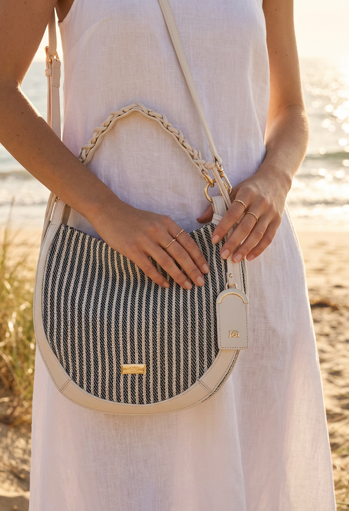 Striped Woven Curve Bag