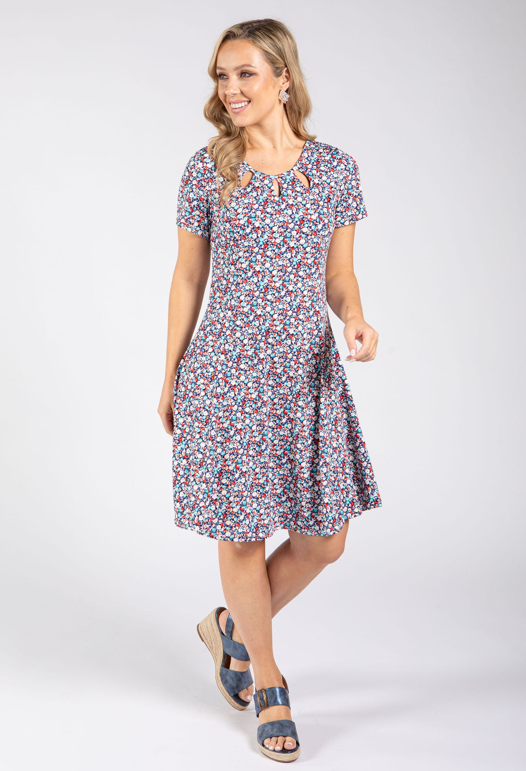 Ditsy Print Short Dress