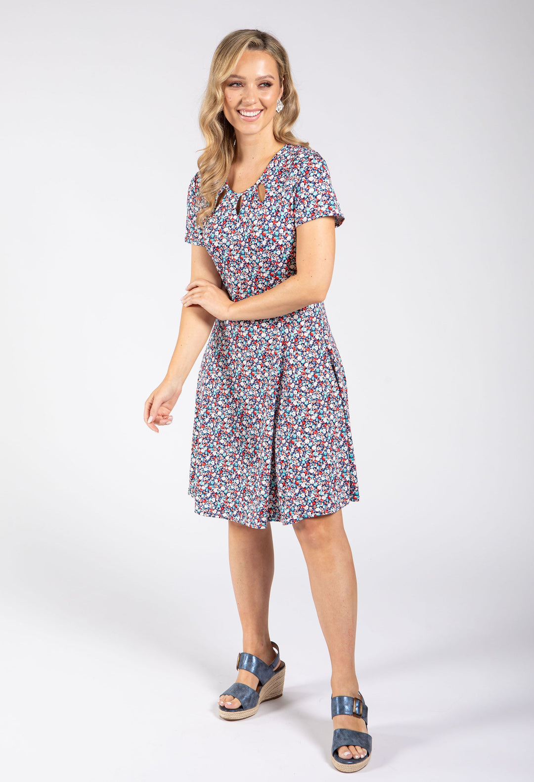Ditsy Print Short Dress