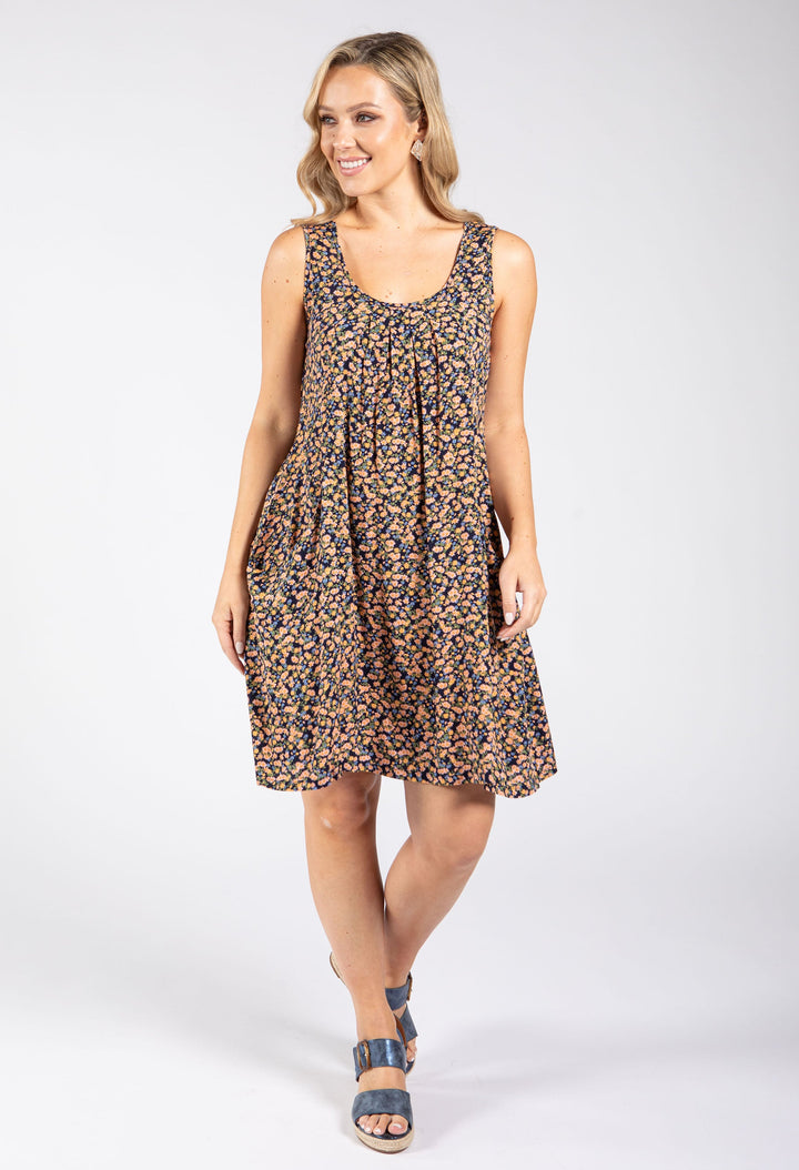 Ditsy Print Sleeveless Dress