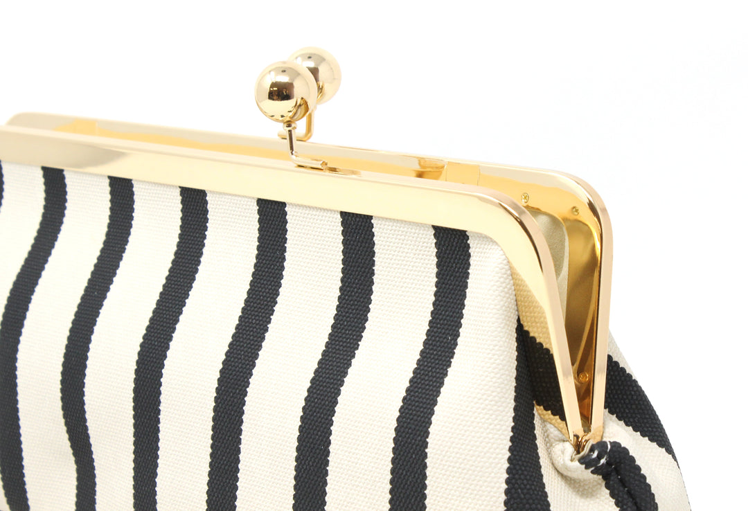 Striped Canvas Clutch Bag