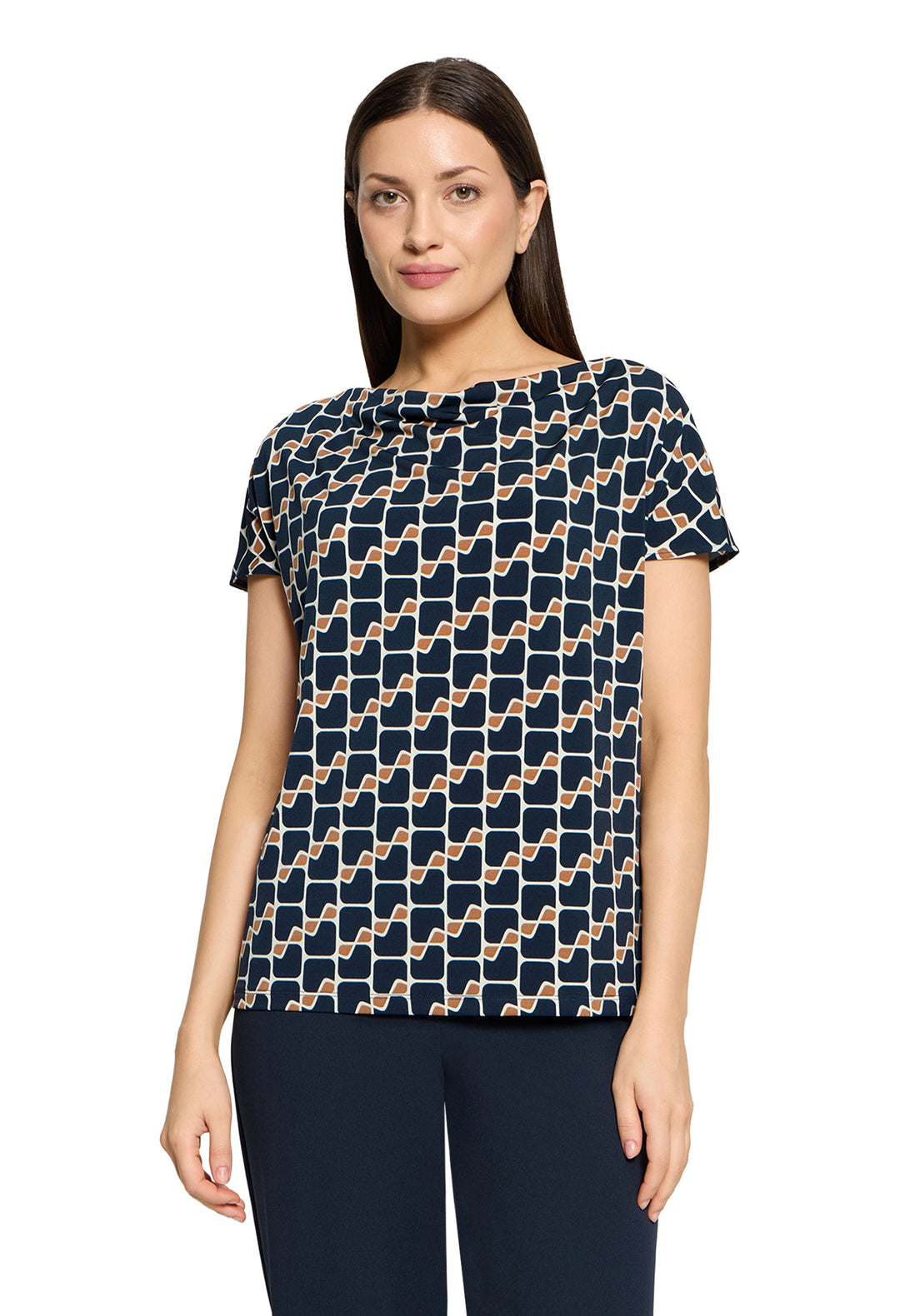 Printed Cowl Neck Top