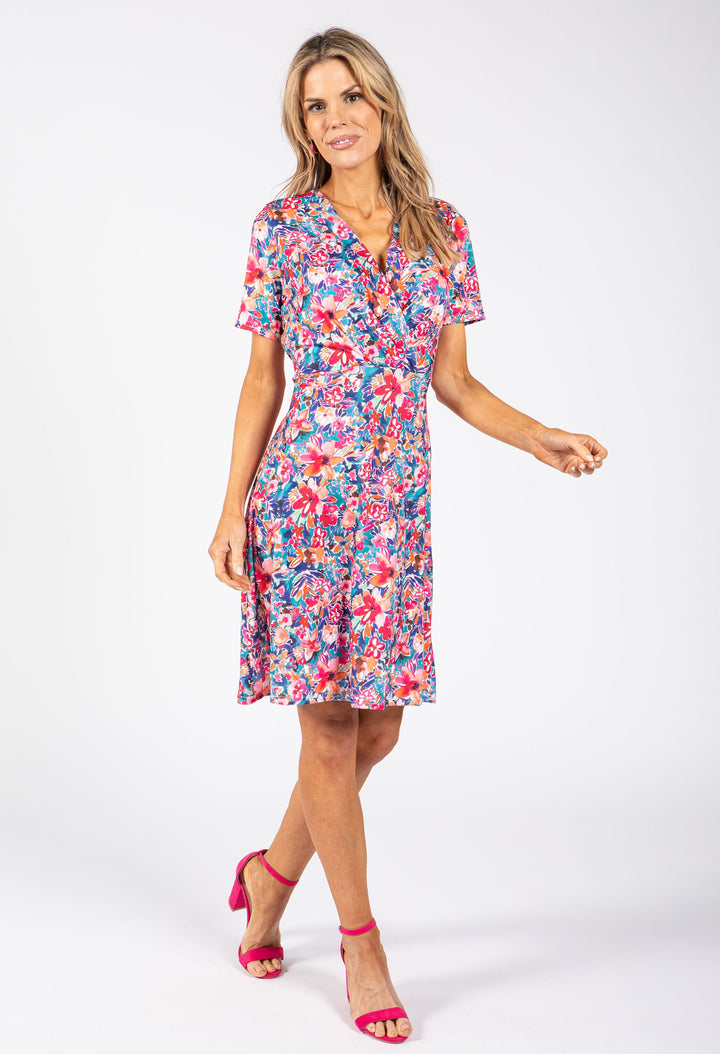 Floral Print Short Wrap Dress