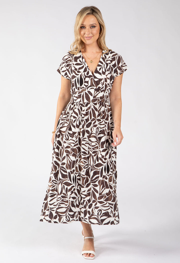 Kiki Leaf Print Midi Dress
