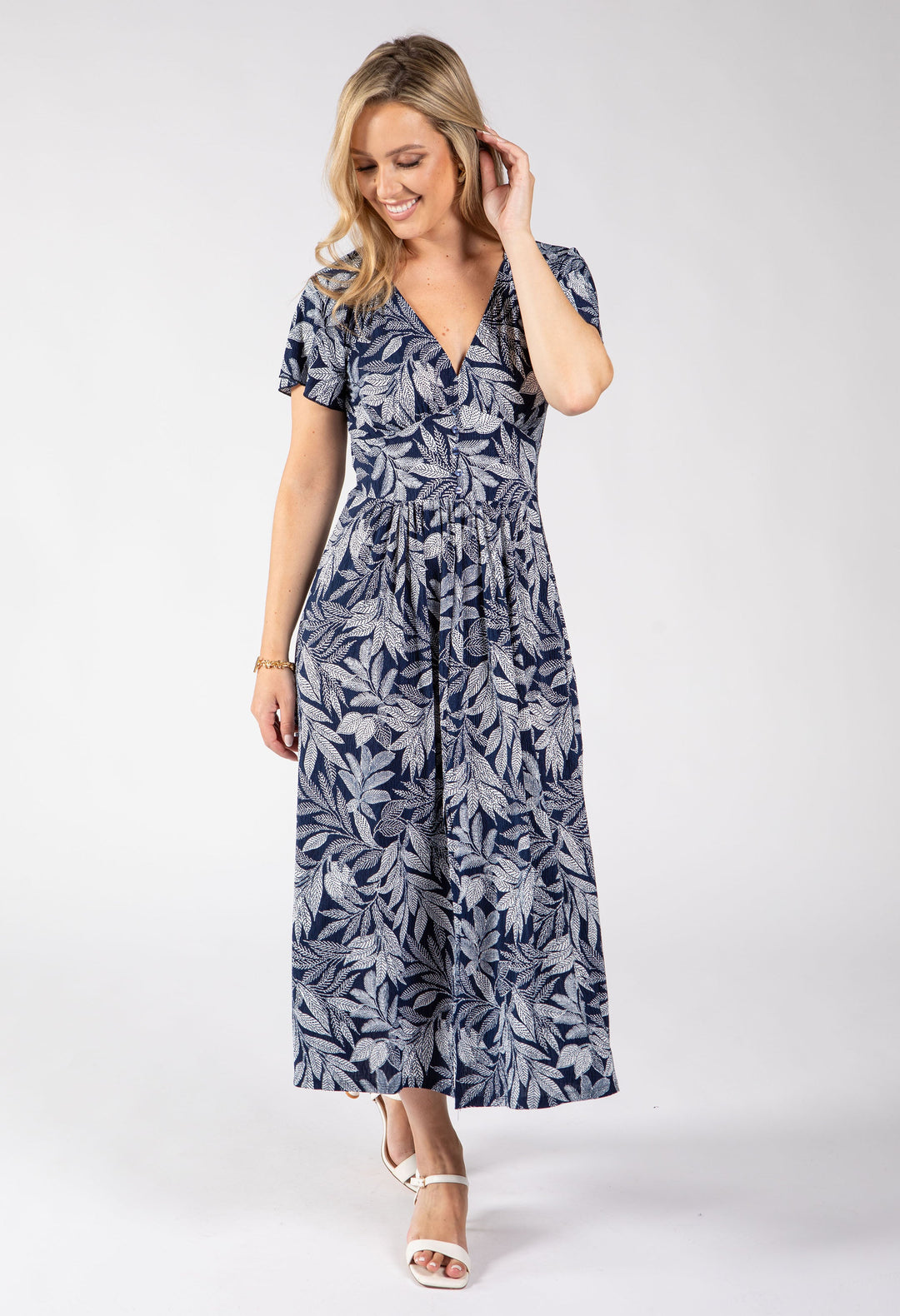 Canon Leaf Print Midi Dress