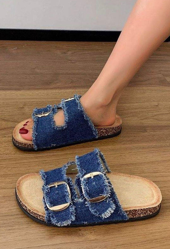 Denim Double Strap Sandal