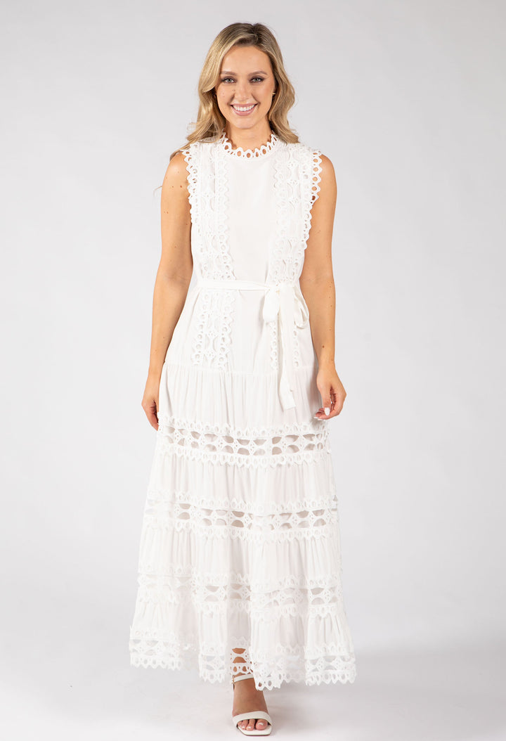 Embroidered Sleeveless Midi Dress
