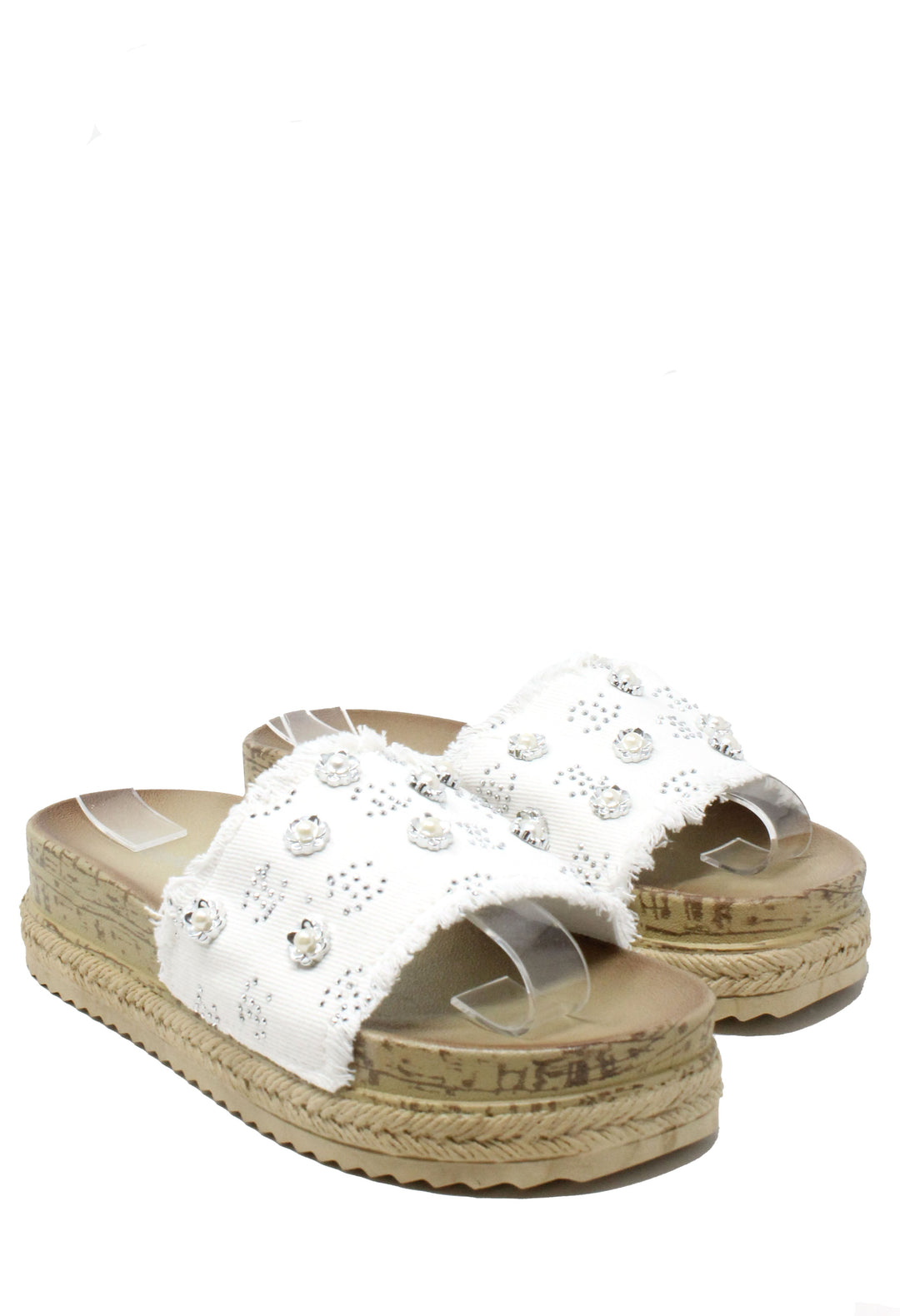 Studded Denim Slide