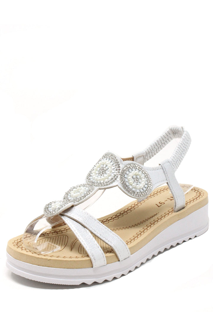 Pearl Circle Wedge Sandal