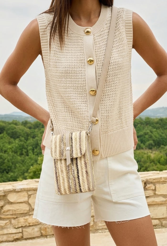 Straw Striped Crossbody Bag