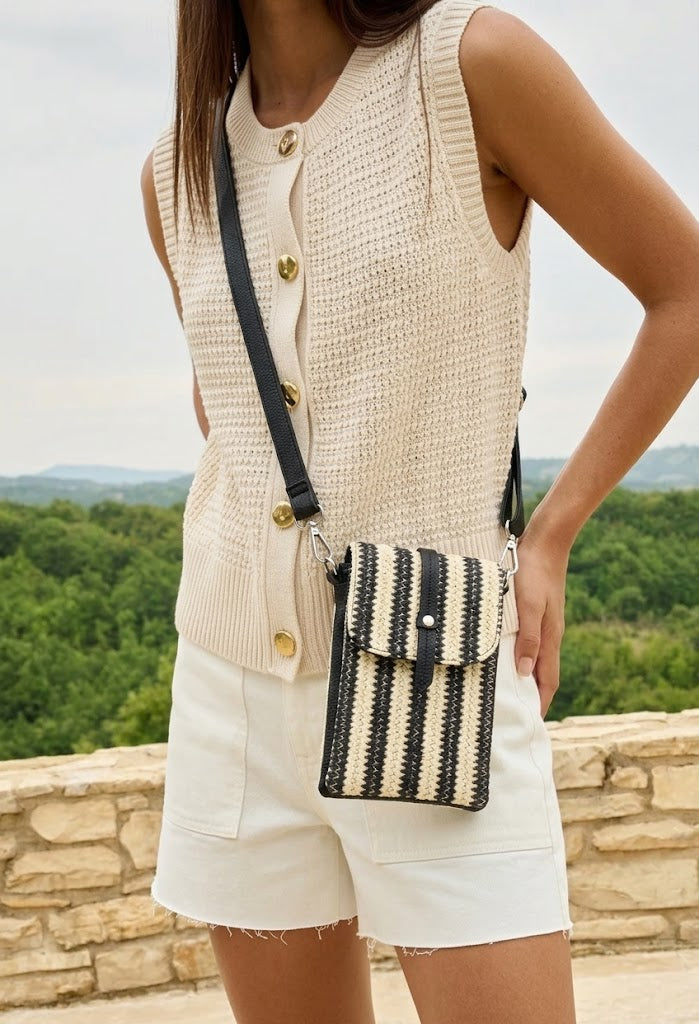 Straw Striped Crossbody Bag