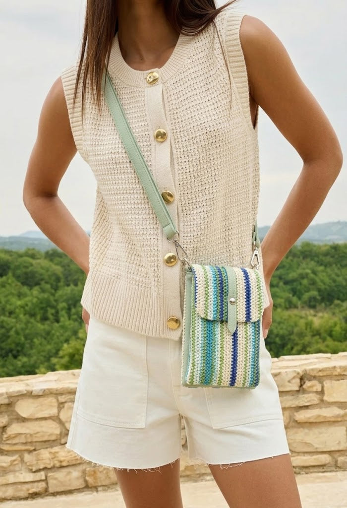 Straw Striped Crossbody Bag