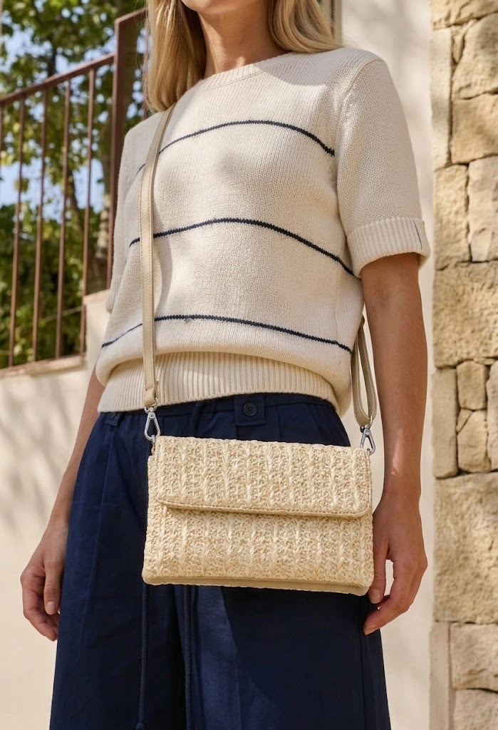Straw Striped Mini Crossbody Bag