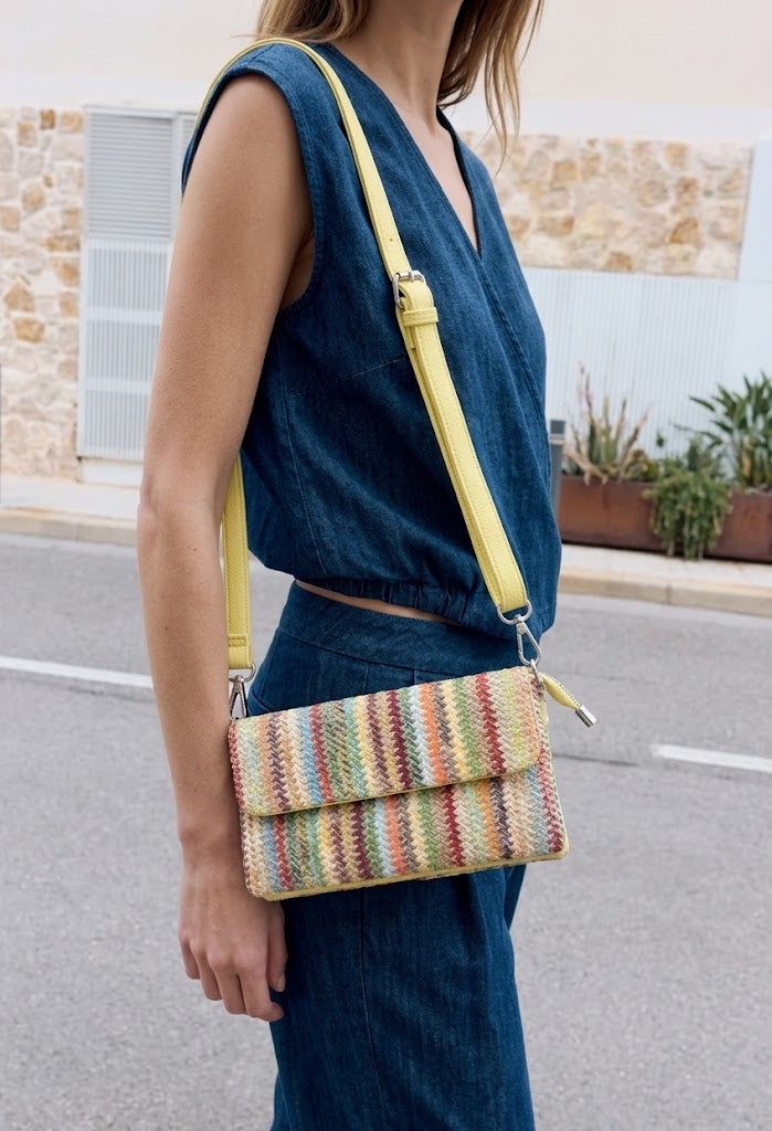 Straw Striped Mini Crossbody Bag