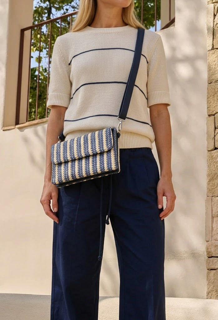 Straw Striped Mini Crossbody Bag