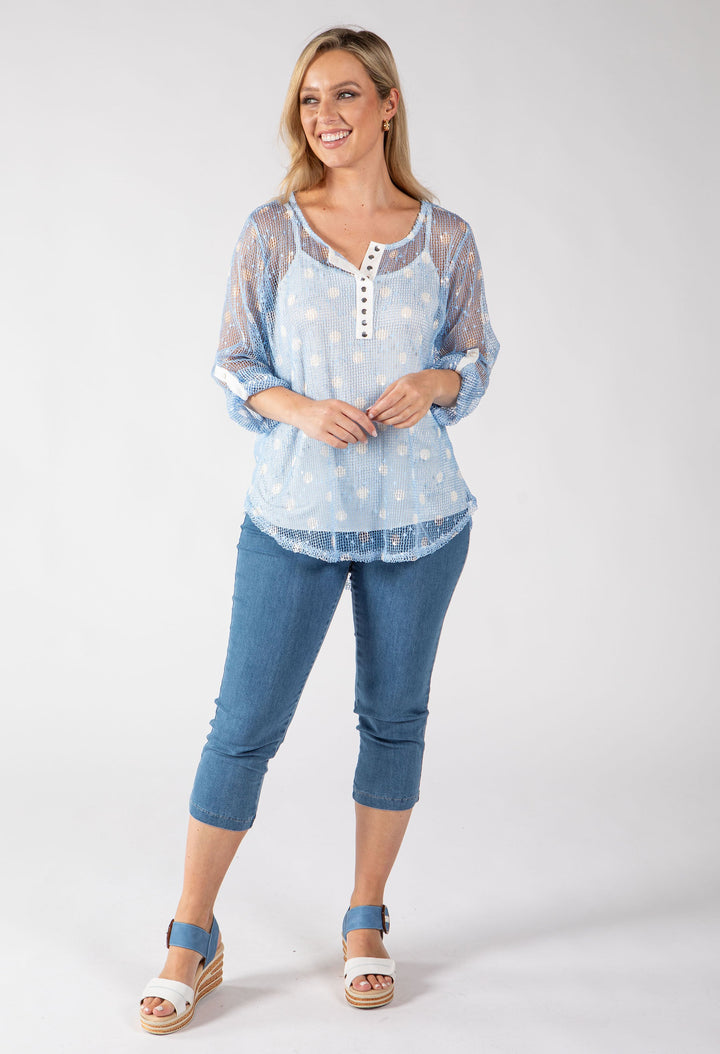Polka Dot Mesh Blouse
