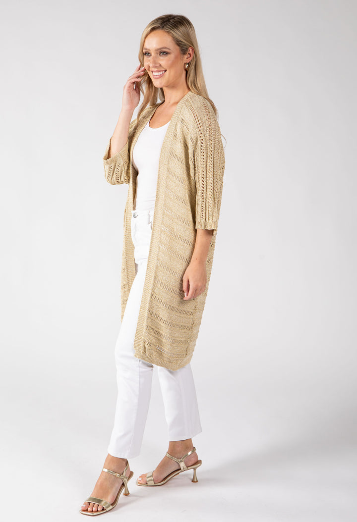 Lurex Knit Longline Cardigan