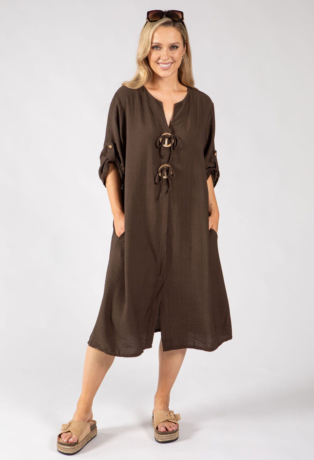 Linen Look Relaxed Dress