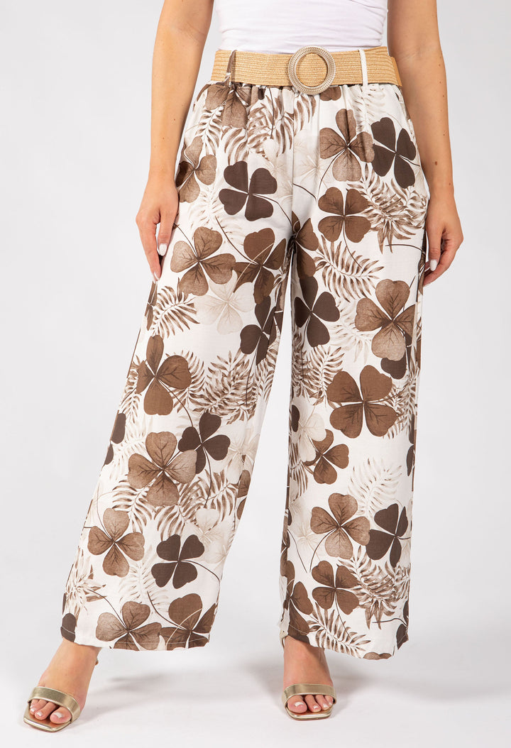 Palm Print Belted Trousers