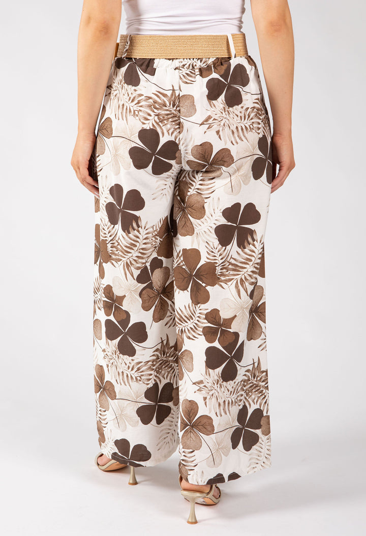 Palm Print Belted Trousers