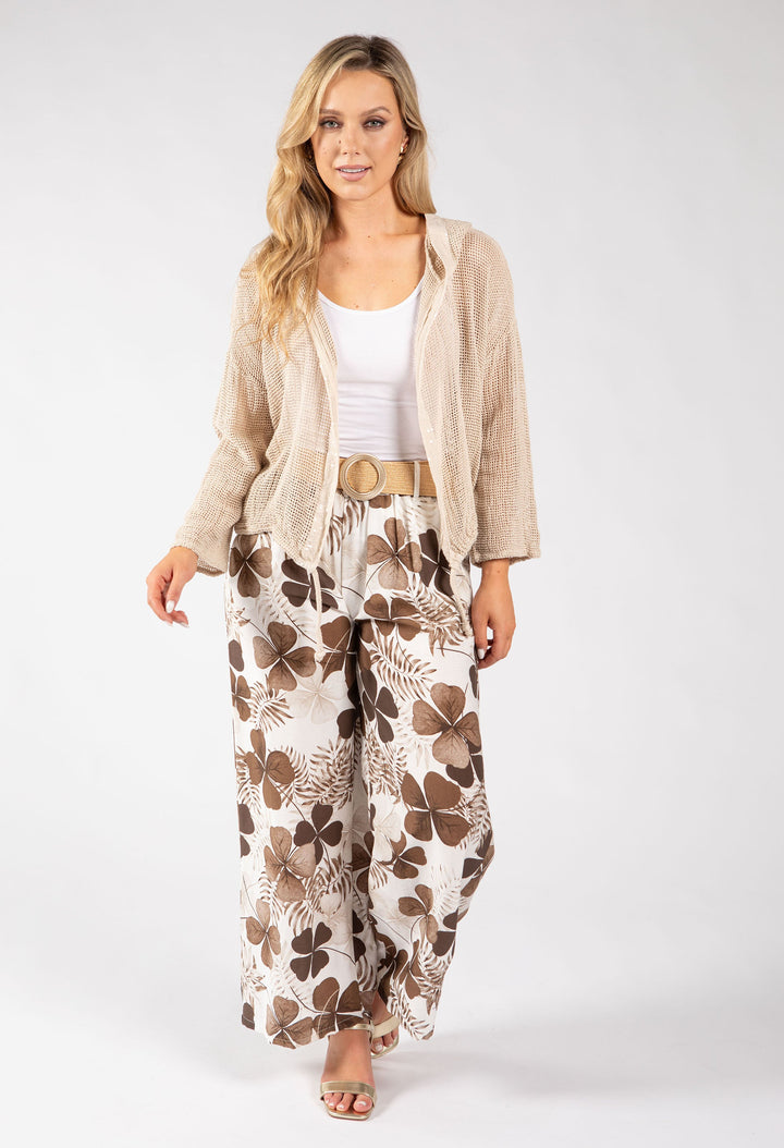 Palm Print Belted Trousers