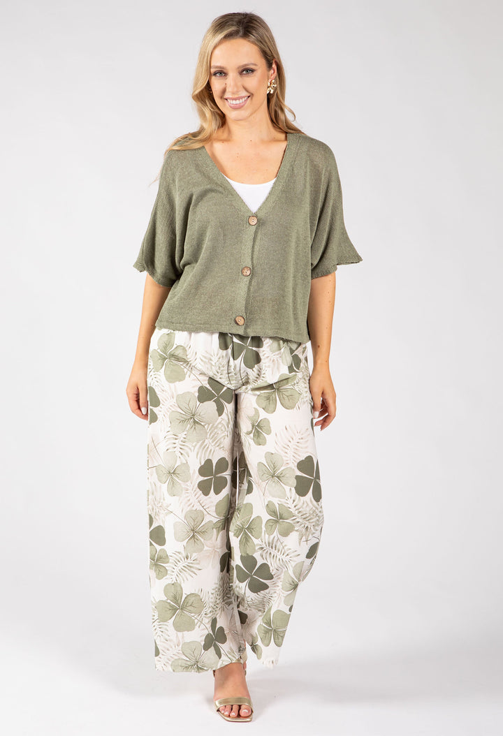 Palm Print Belted Trousers